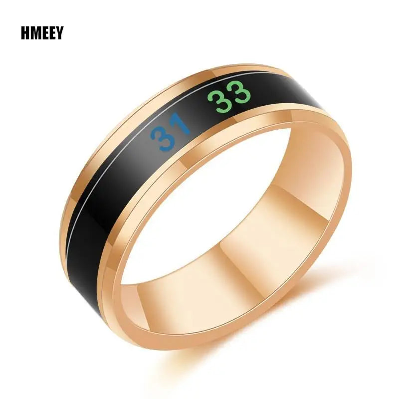 HMEEY Smart Stainless Steel Multifunctional Ring For Couples Mood Changes Color From Waterproof Body Temperature Measuring Ring