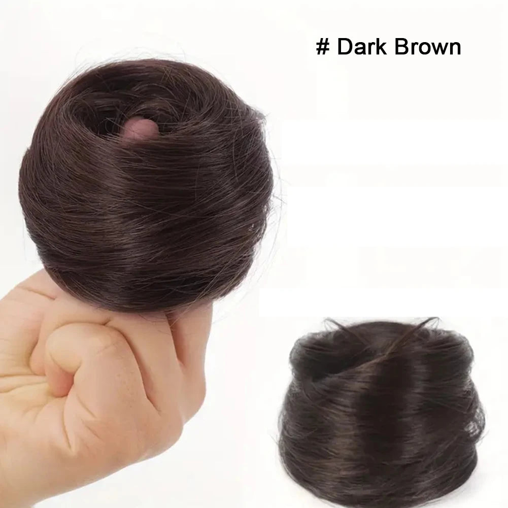 1Pc Synthetic Hair Bun Straight Chignon Elastic Rubber Band Fake Hair Clip in on Hair Tail Extension Updo Hair Piece Ponytail