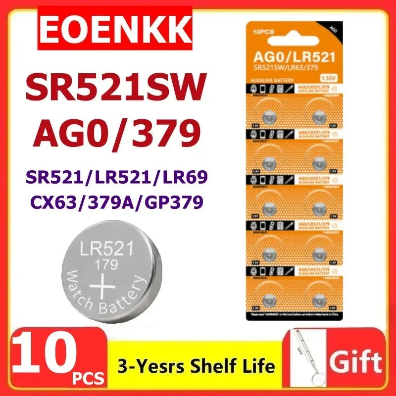 High Capacity 2-50pcs AG0 LR521 SR521SW Batteries LR63 SR63 379 1.5v Alkaline Button Cell Battery for Calculators Watches Toys