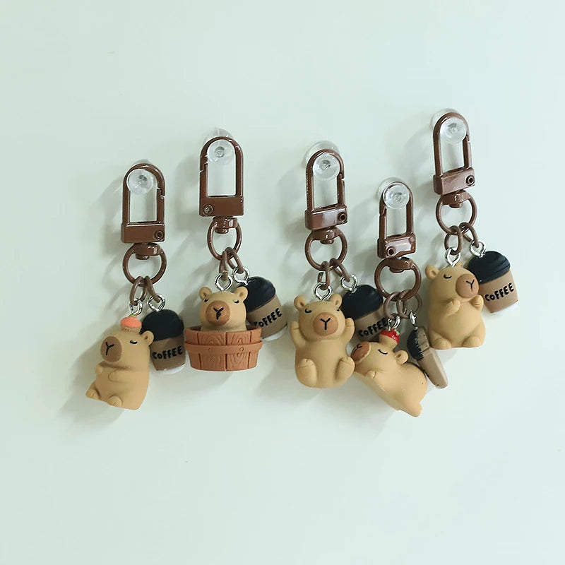 Resin Shawl Capybara Keychain Funny Scarf Capibara Bag Hanging Kapibara Pendant Cute Funny Fashion Animal Keyring
