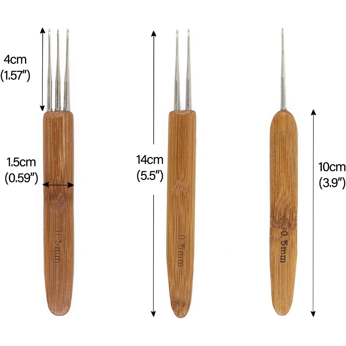 1Pcs/Lot 1-2 Hook 1-3 Hooks Style Dreadlock Needle For Braid 0.5Mm/0.75Mm Natural Bamboo Dread-Lock Hair Weaving Tool