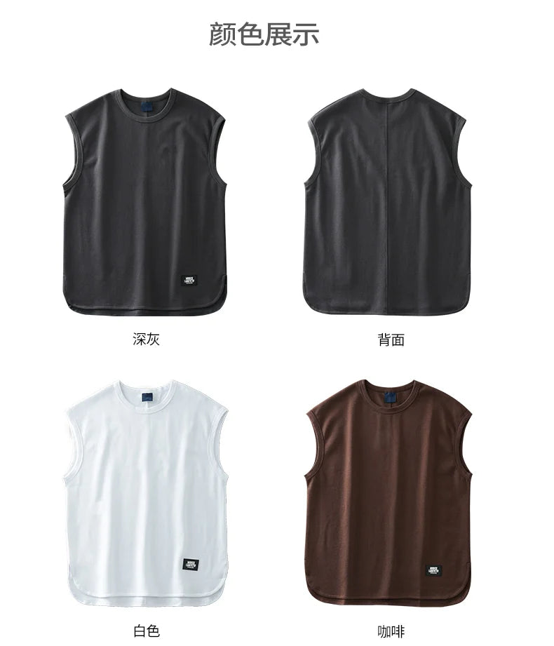 DUKEEN Heavyweight Pique Fabrics Tank Top Men 2024 Summer Sports Fitnesssleeveless T-Shirt Loose Solid Color Tops