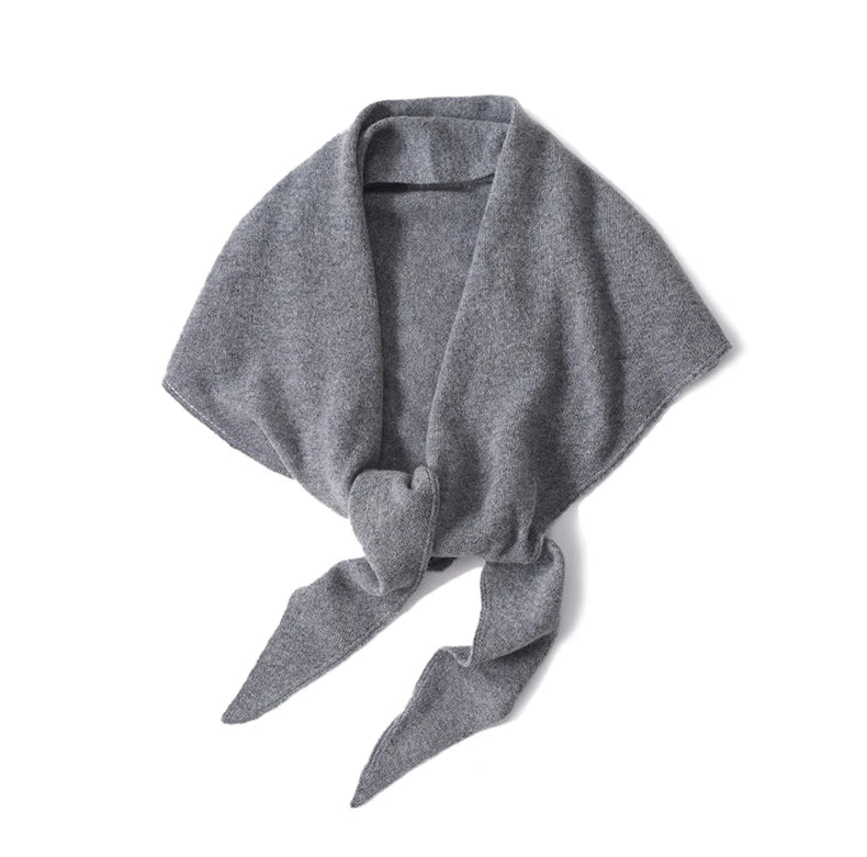 2024 Trend Large Triangle Shawl Scarf 100% Wool Women Knitted Accessories Cape Casual Soft Warm Cappa Cozy Black Gray Red