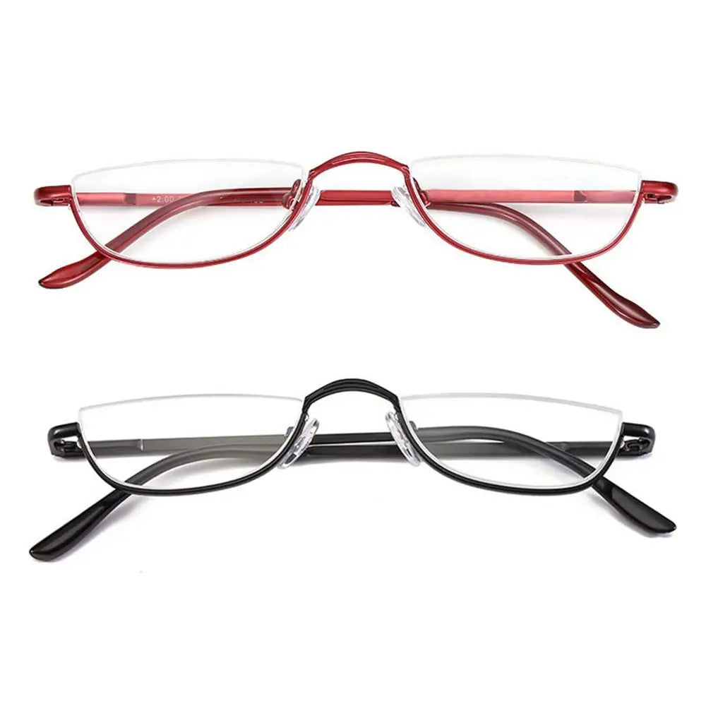 Retro Reading Glasses High-definition Metal Spring Hinges Half Moon Semi Rimless Readers Optical Spectacle Small Frame Eyeglass