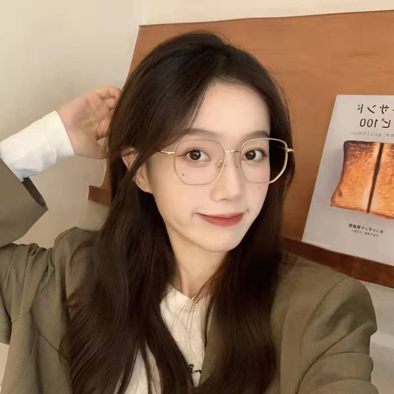 Zilead Myopia Glasss Women Men Anti Blue Light Metal Big Frame Myopic Eyeglasses Unisex Nearsighted Glasses 0-50-100-150...-600