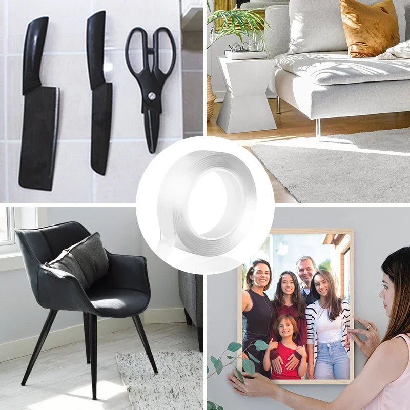 Nano Double sided Adhesive Tape Extra Strong Waterproof Transparent Traceless Tape Thickened Reusable Decorative Tape Home Tools