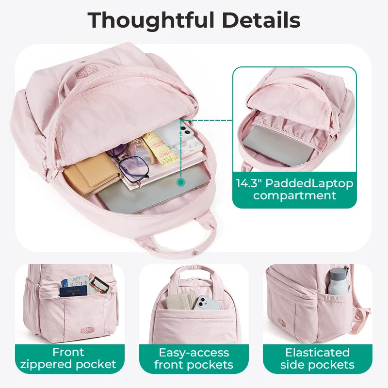 BAGSMART 14.3 in Laptop Backpack Large Capacity Business Briefcase Multi-Function Large Capacity Business Girls School Bag