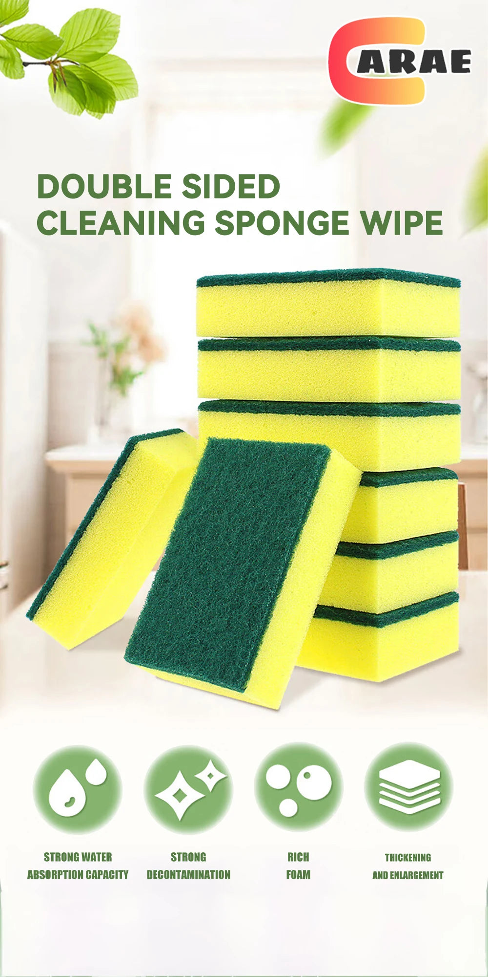 Dishwashing Sponge Reusable Kitchen Cleaning Scouring Pad Washable Scrub Sponge Eco Non-Scratch for Washing Dishes Magic Sponge