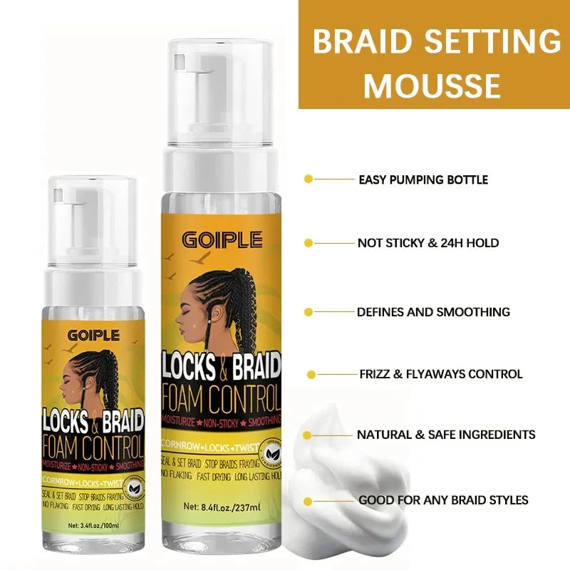 GOIPLE Strong Hold Lock and Twist Wax for Cornrows Edge Control Cream Hair Styling Shaping Tames Frizz Box Mousse for Braid Gel