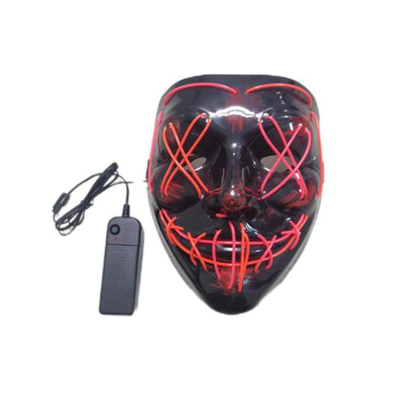 LED Dual Color Glowing Masks Halloween Letter V Horror Mask Role-Playing Carnival Cold Light Mask