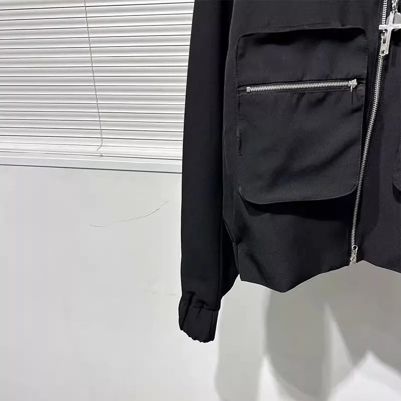 Owen seak Men Cotton Jacket Gothic Style Men's Clothing Autumn Zipper Flying  Jacket Women High Street Hip Top Black Coat