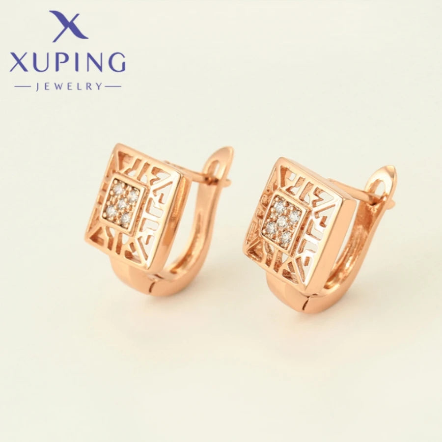 Xuping  Jewelry New Exquisite Style Pearl Unique Shape Rose Gold Color Rings Earrings for Women Set Party Wish Gifts A00917078