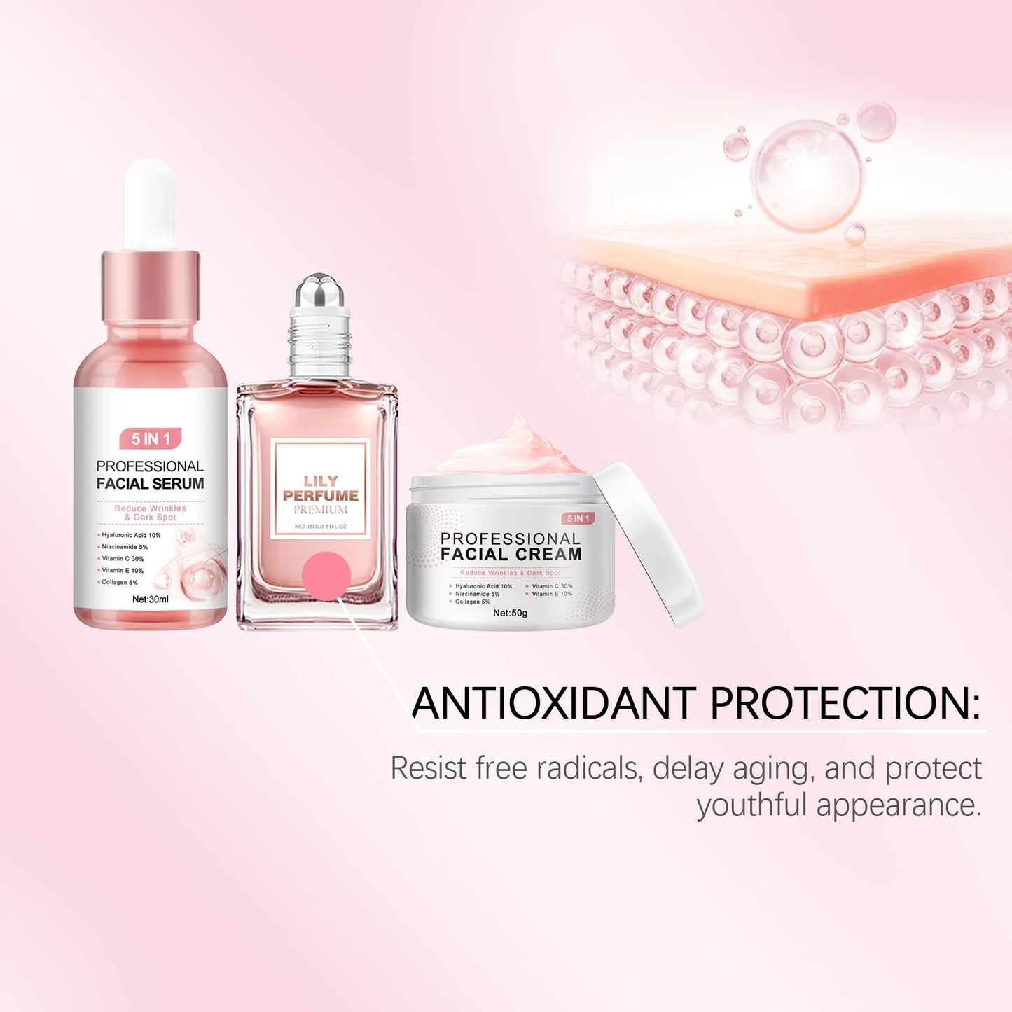 Pink Romantic Joyful Skincare Gift Box Improve Face Dullness Moisturize Firming Brighten Skin Fragrance Gift Box Set For Wome