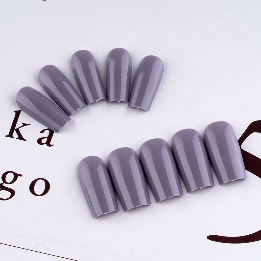 24 Pcs Solid Color Nail Tips Extension System Soft Gel Fake Nail Sculpted Square Full Cover Press on Nail Tips Artificial Nails