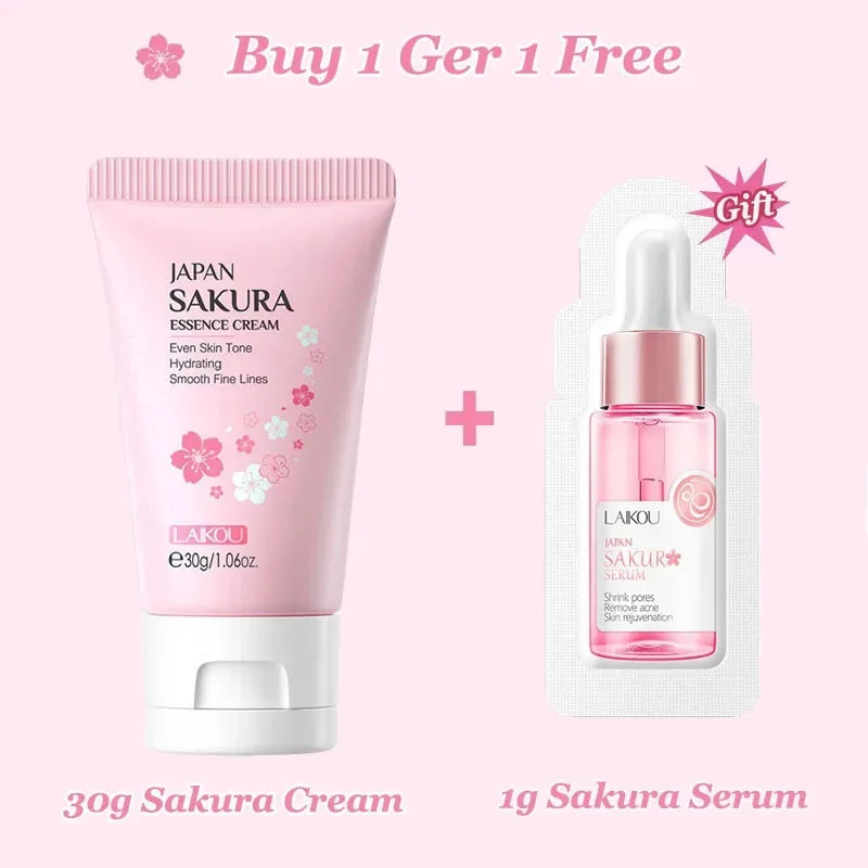 Sakura Whitening Essence Face Cream Anti-Aging Moisturizer Wrinkle Remover Remove Dark Spots Shrink Pore Brighten Glow Skin Care