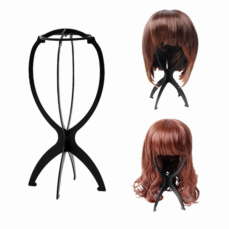 1PCS Folding Wig Stand Plastic Adjustable Portable Hat Display Stand Durable Mannequin Dummy Head Plastic Black, pink, blue
