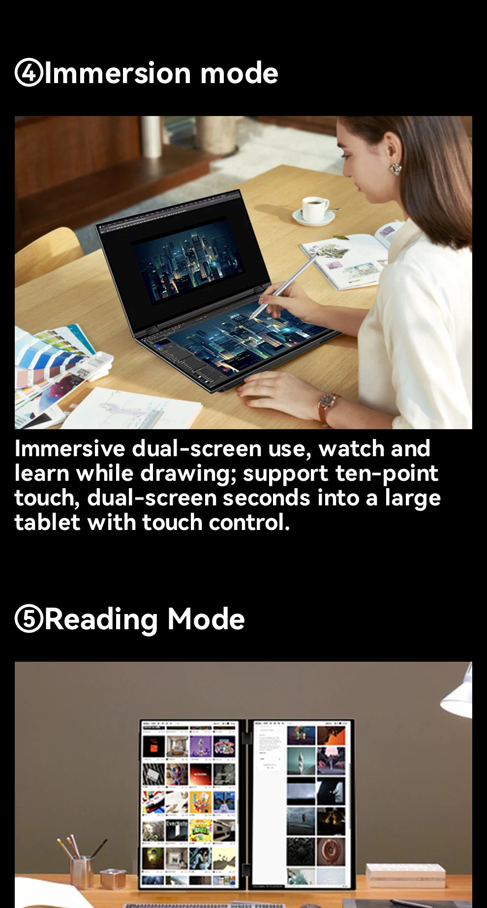 EHOMEWEI Dual Screen Portable Monitor X Series Drive-free Phone-touch FHD 2K 15.6“  16“ For Laptop Windows Macbook