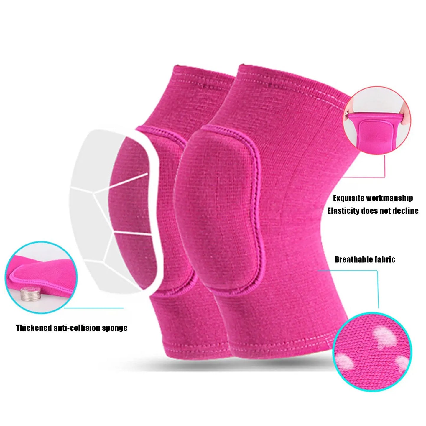 2pcs/set Sports Compression Knee Pads Elastic Knee Protector Thickened Sponge Knees Brace Support For Dancing Workout Training
