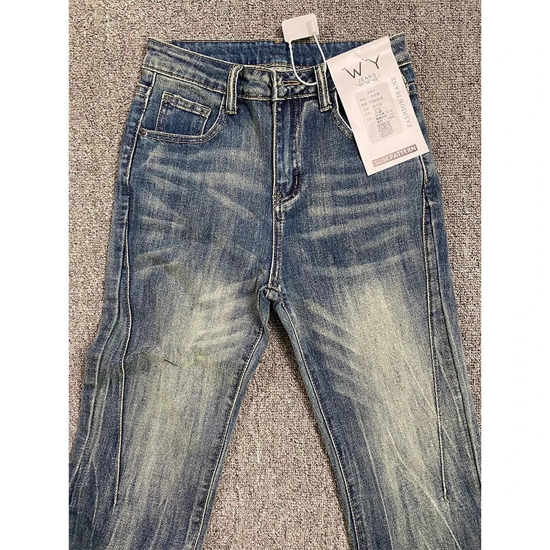 Women's Blue Jeans Vintage Korean Baggy Cowboy Pants Harajuku Wide Denim Trouser 90s Aesthetic Y2k 2000s Trashy Emo Clothes 2023