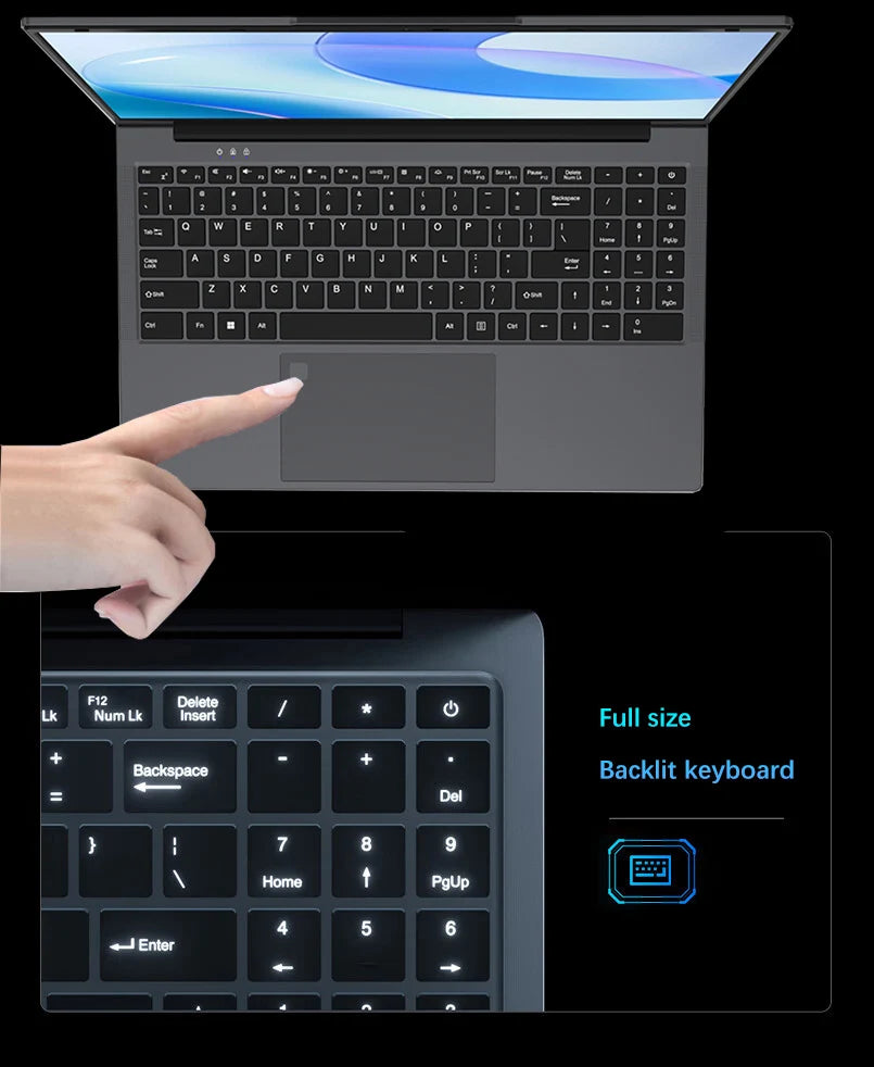 15.6 Inch Gaming Laptop AMD Ryzen™ 7 5825U Business Computer 2*DDR4 MAX 32GB 2TB SSD Windows11 Fingerprint Office Notebook