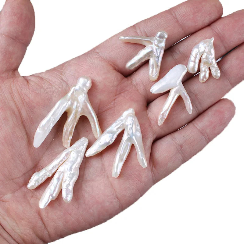 100% Natural Baroque Lrregular Freshwater Pearls Cross Chicken Feet Pearl Fit Diy Pendant Necklace Bracelet For Jewerly Making
