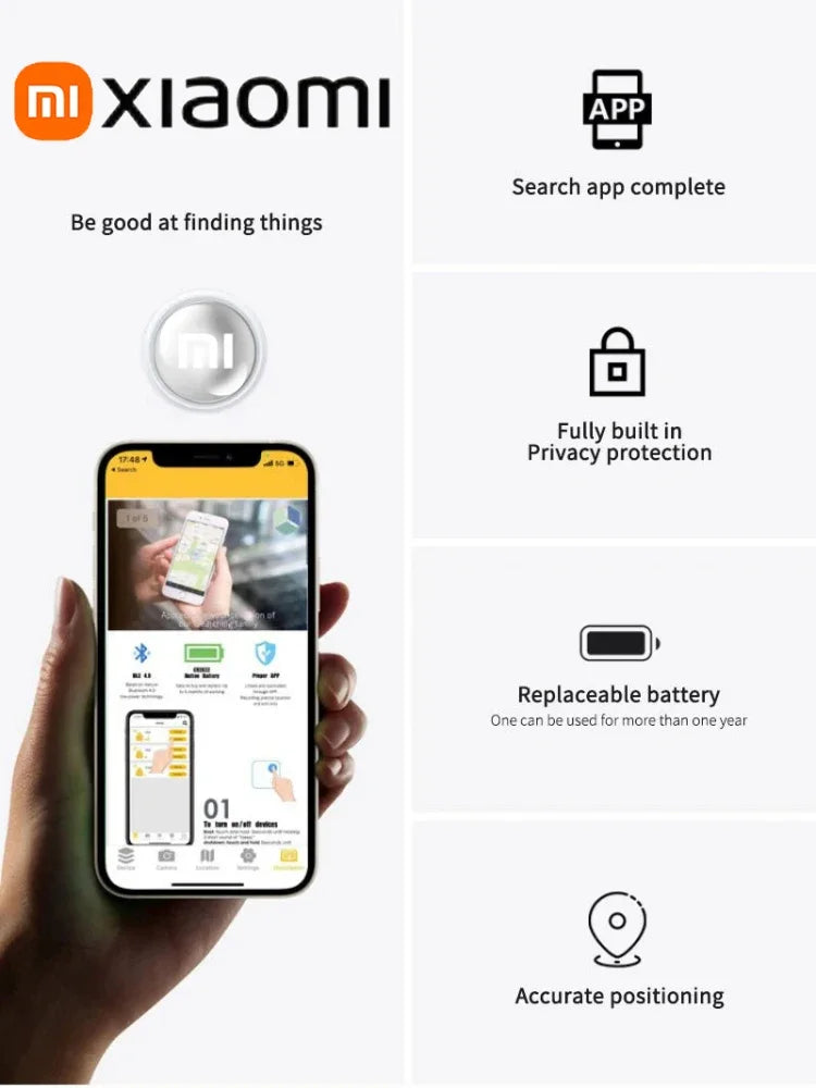 Xiaomi Mini Gps Tracker System FindMy App Airtag Smart Bluetooth Locator Child Finder Bag Anti-Loss Pet Collar with Tracker NEW