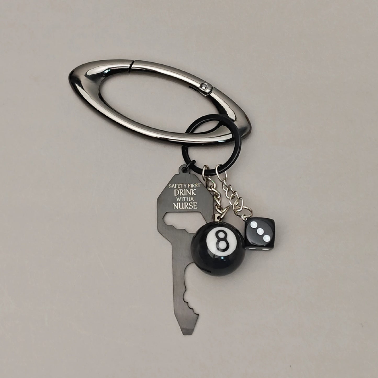 3D Black No 8 Billiard Keychain Lucky Dice Beer bottle opener Fashion Creative Women Men ESSENTIAL ICON CARABINER Pendant Gifts