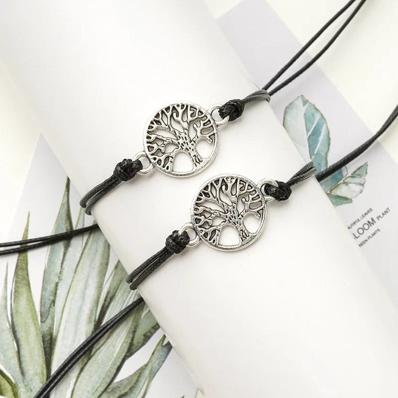 2Pcs/Lot Adjustable Life Tree Bracelets for Women Men Gift Handmade Braid String Rope Bracelet Friendship Prayer Jewelry