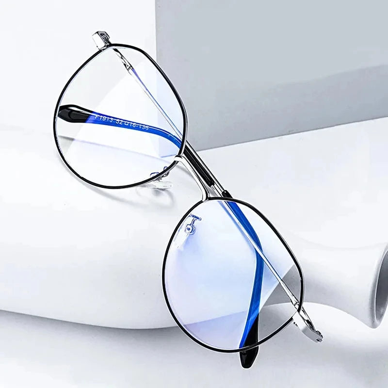 Vintage Anti Blue Light Glasses Metal Frame Optical Simple Women Men Transparent Eyewear Goggles Blue Ray Blocking Eyeglasses