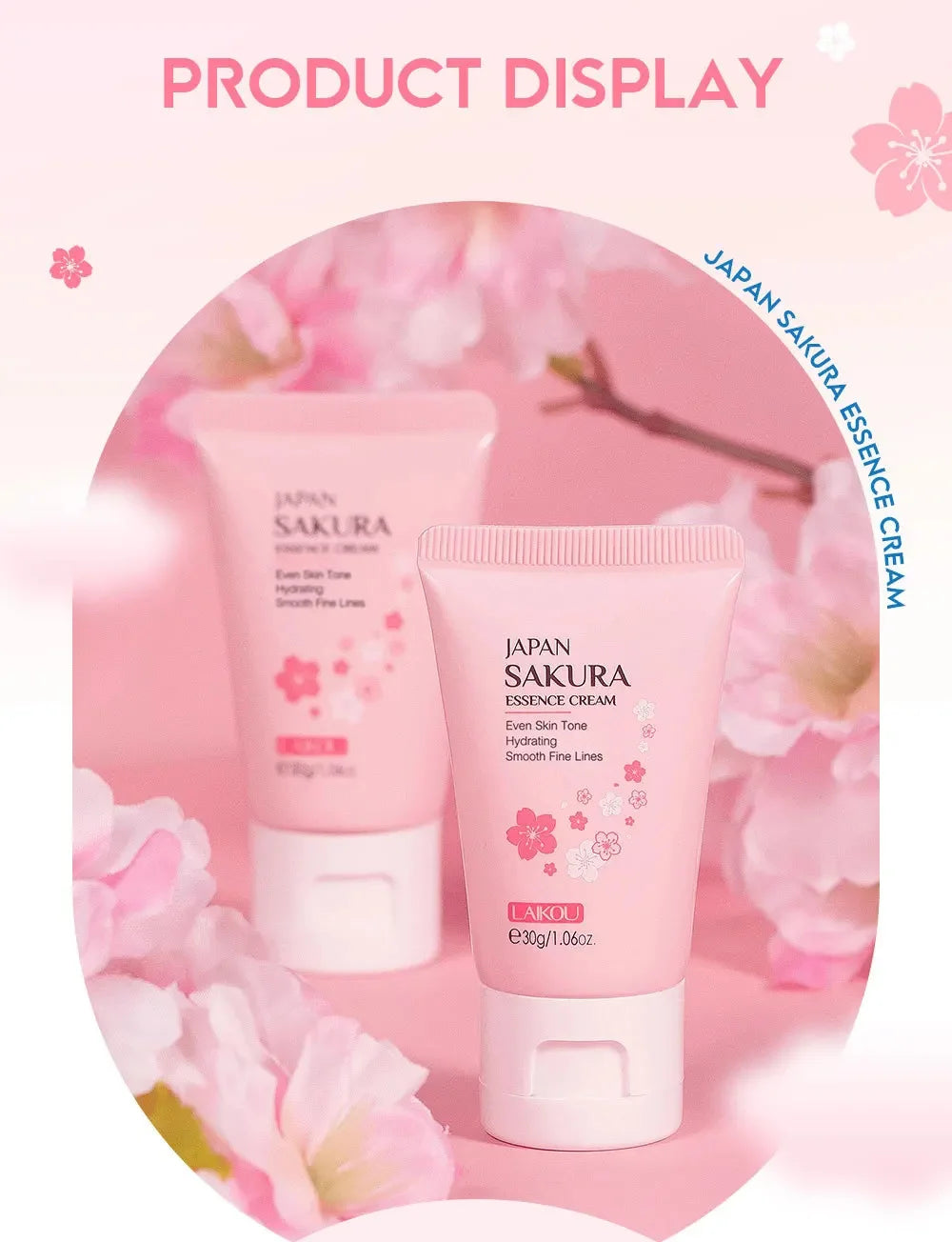Sakura Whitening Essence Face Cream Anti-Aging Moisturizer Wrinkle Remover Remove Dark Spots Shrink Pore Brighten Glow Skin Care