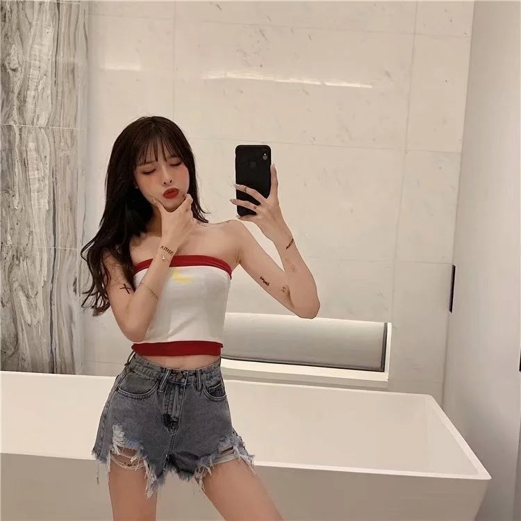 Feynzz Fashion New Summer Women High Waist Button Wigh Leg Jeans Shorts Casual Female Loose Fit Blue Denim Shorts