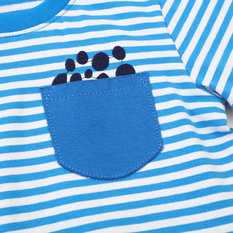 Little maven Boys Long Sleeves T-shirt Dinosaur Excavator Striped Baby Boys 2023 Autumn Casual Clothes Tops for Kids Clothing