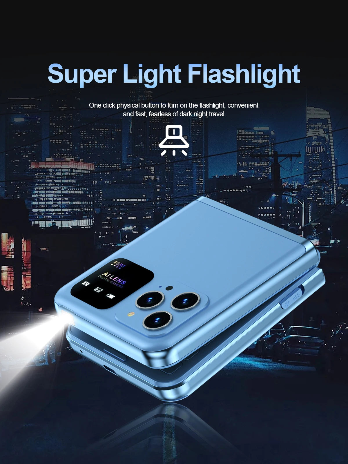 SERVO Flip6 GSM Fold Mobile Phone 4 SIM Card 2.4'' Screen Auto Call Record Button Torch Speed Dial Magic Voice Popular Cellphone