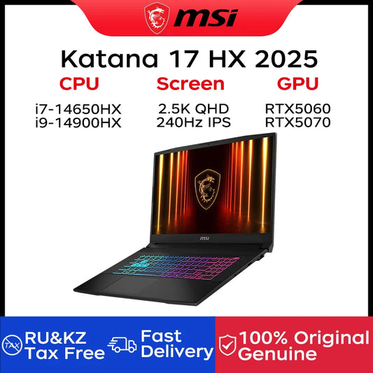 2025 MSI Katana 17 HX Gaming Laptop 17.3 Inch 2.5K QHD 240Hz IPS Screen Netbook i9-14900HX 32GB 2TB RTX5060 Notebook Computer PC