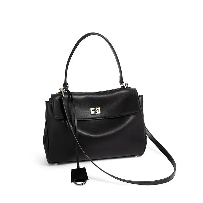 Premium Cow Leather Rodeo Bag High-end Feel Fashionable Kelly Bag Light Luxury Large Capacity Leather Shoulder Crossbody Women's