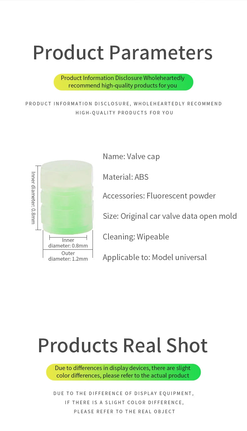 4pcs Luminous Valve Caps Fluorescent Night Glowing Car Motorcycle Bicycle Bike Wheel Tyre Hub Luminous Valve Stem Caps Decors