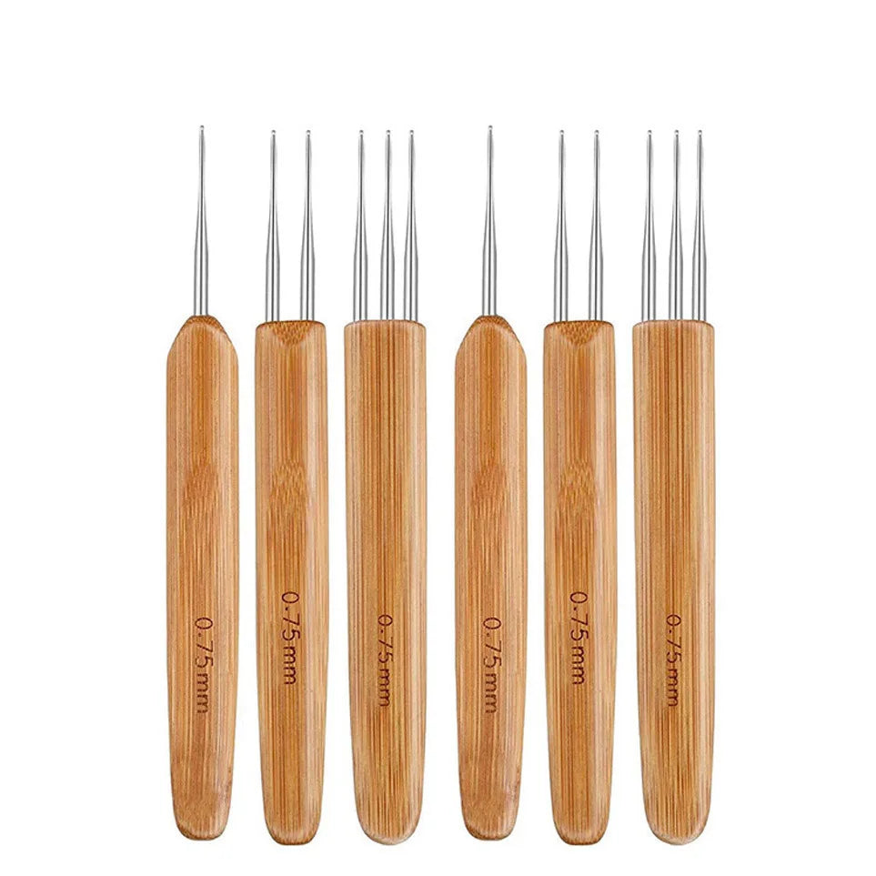 0.75MM needle size 6 pieces crochet hooks set hair braiding tools dreadlocks hair crocheting needles set