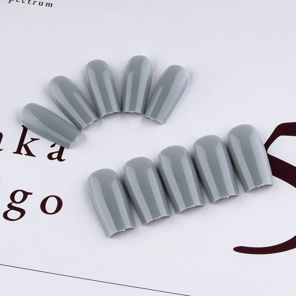 24 Pcs Solid Color Nail Tips Extension System Soft Gel Fake Nail Sculpted Square Full Cover Press on Nail Tips Artificial Nails