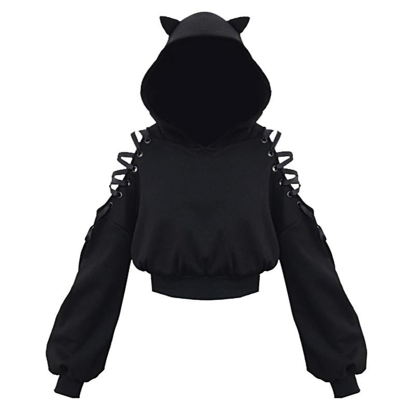 Women's Clothes Solid Color Gothic Hoddies Women's Sweatshirt Hollow Out Long Sleeve Hodded Casual Pullover Summer Autumn Y2k