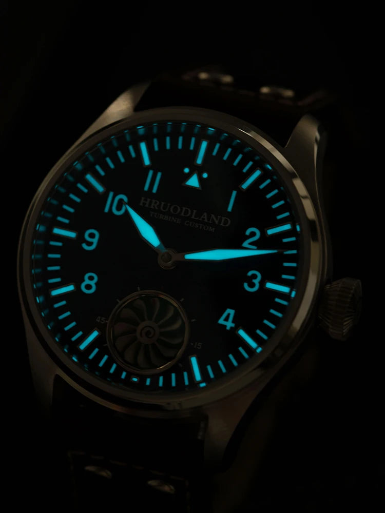 Hruodland F016 Pilot Watch Seagull Movement Mechanical BGW-9 Luminous Sapphire Crystal F016 Turbine 43mm Men Retro Pilot Watch