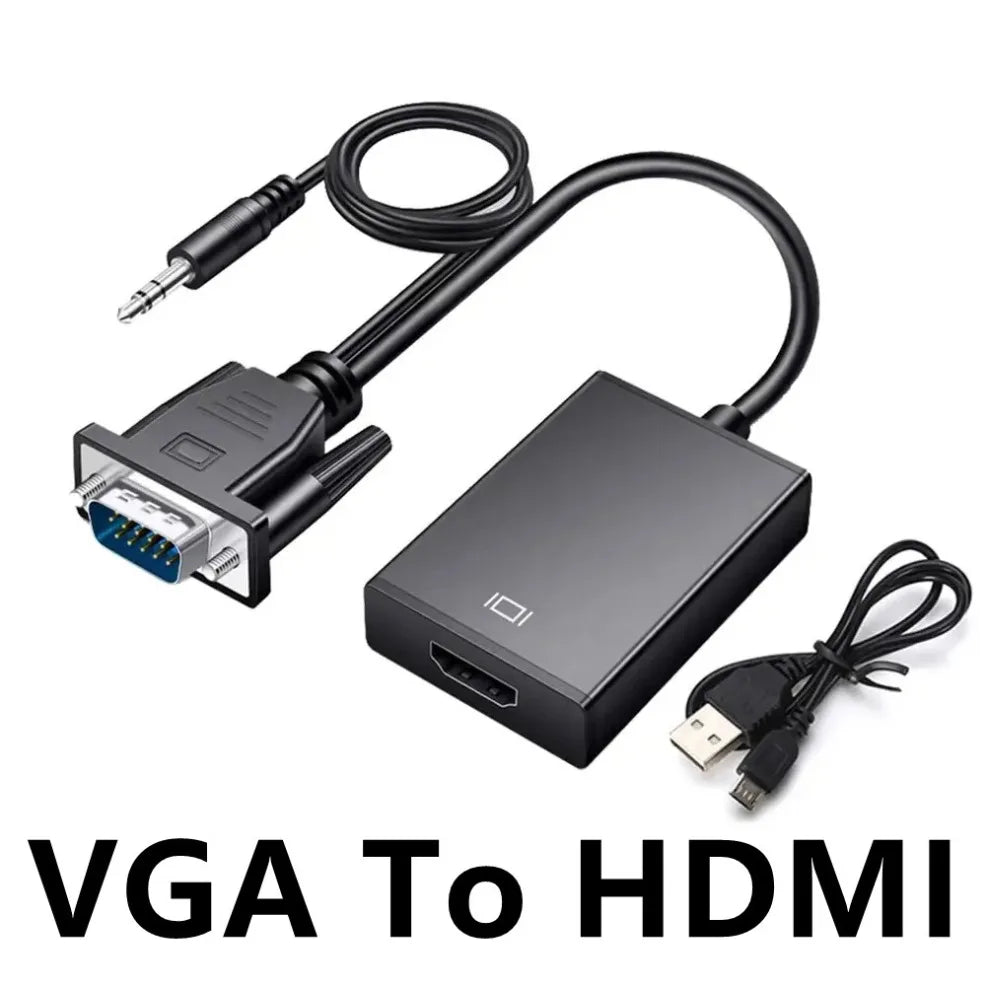 VGA to HDMI Converter Adapter 1080P VGA Male to HDMI Female Adapter Cable With 3.5mm Audio Output  for PC Laptop HDTV Projector