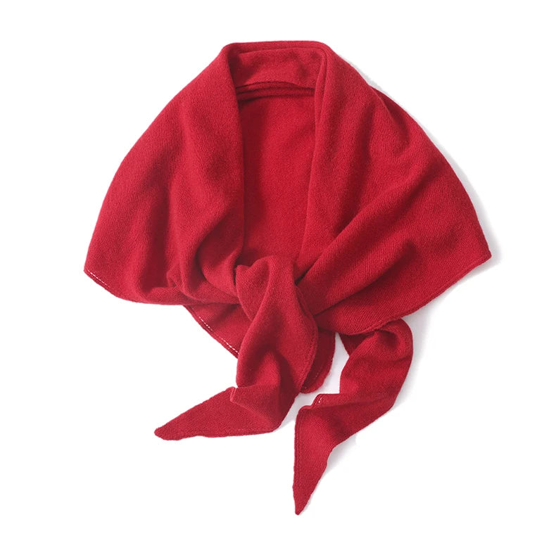 2024 Trend Large Triangle Shawl Scarf 100% Wool Women Knitted Accessories Cape Casual Soft Warm Cappa Cozy Black Gray Red