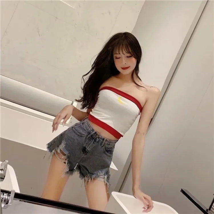 Feynzz Fashion New Summer Women High Waist Button Wigh Leg Jeans Shorts Casual Female Loose Fit Blue Denim Shorts