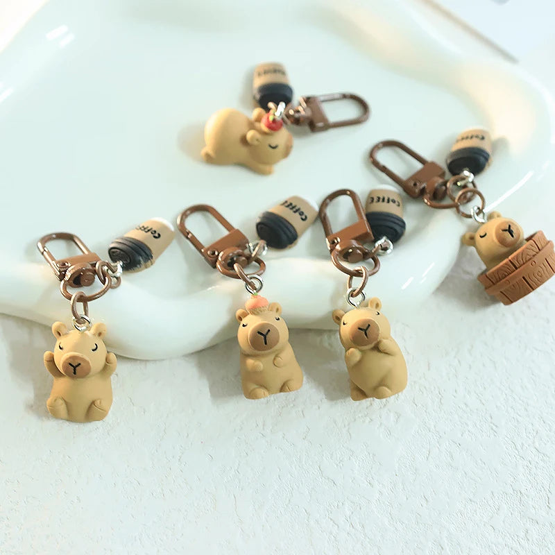 Resin Shawl Capybara Keychain Funny Scarf Capibara Bag Hanging Kapibara Pendant Cute Funny Fashion Animal Keyring
