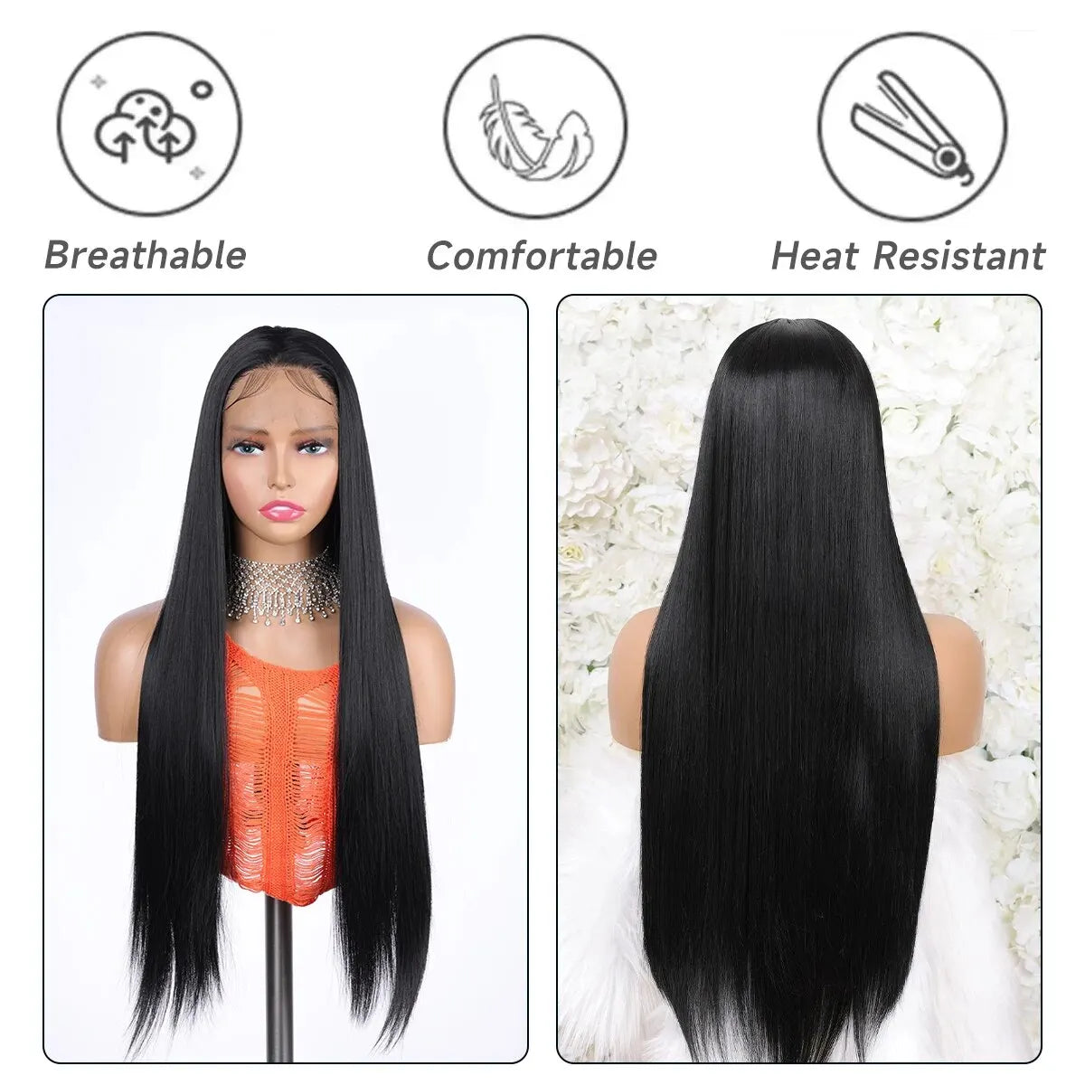 Vearda 13*4 Lace Front Synthetic Wig for Women - 150% Density, Natural Looking, Daily Use