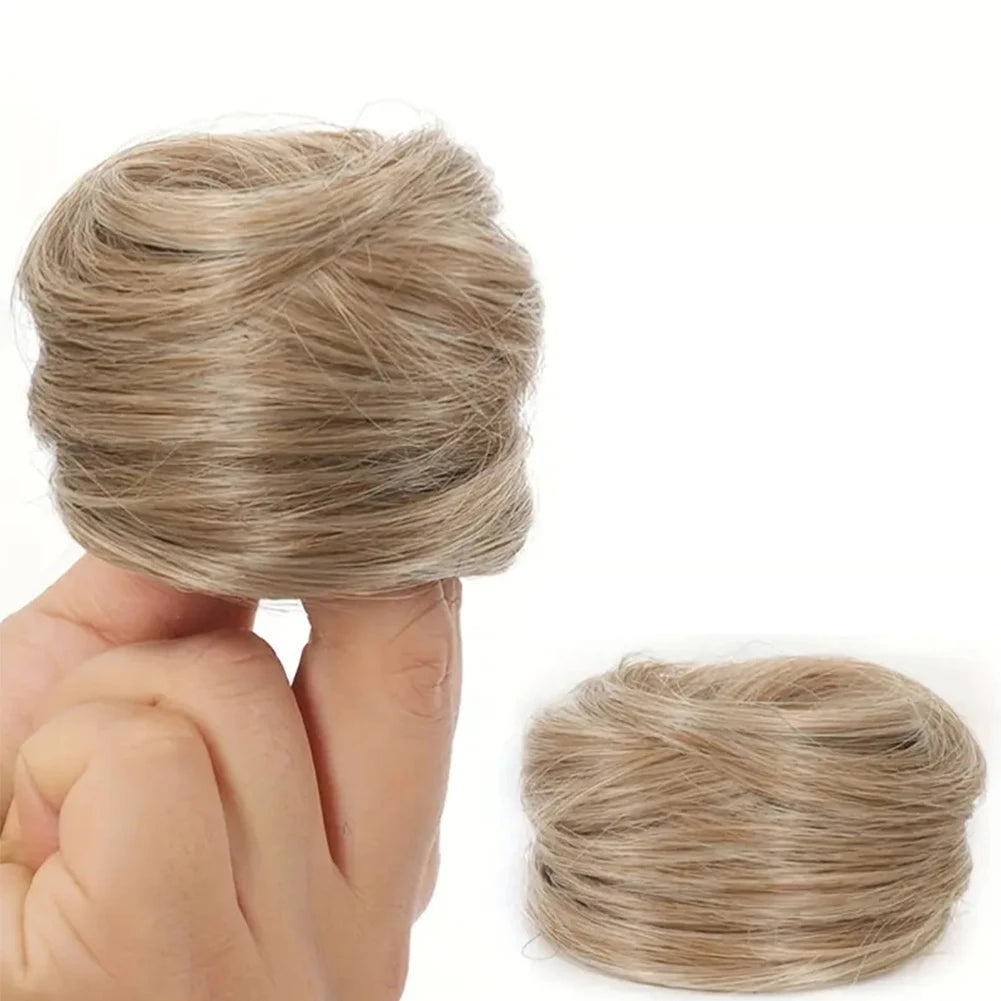 1Pc Synthetic Hair Bun Straight Chignon Elastic Rubber Band Fake Hair Clip in on Hair Tail Extension Updo Hair Piece Ponytail