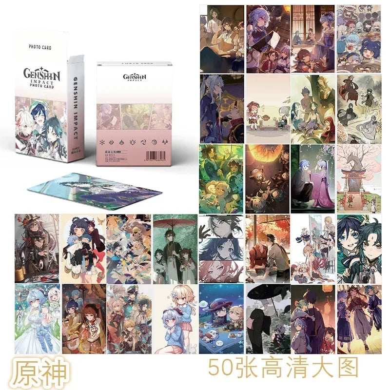 Hot Game Impact 50PCS/Set Decor Laser Lomo Card Photocard HD Double-sided Small Album Photo Card For Fans Collection Postcard