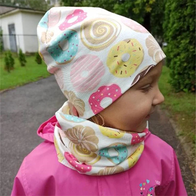 New Winter Children Scarf Hat Sets Cartoon Dinosaur Baby Head Cover Spring Warm Neck Collar Kids Beanies Set Cotton Children Hat