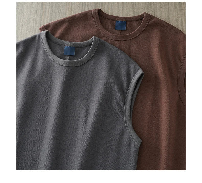 DUKEEN Heavyweight Pique Fabrics Tank Top Men 2024 Summer Sports Fitnesssleeveless T-Shirt Loose Solid Color Tops