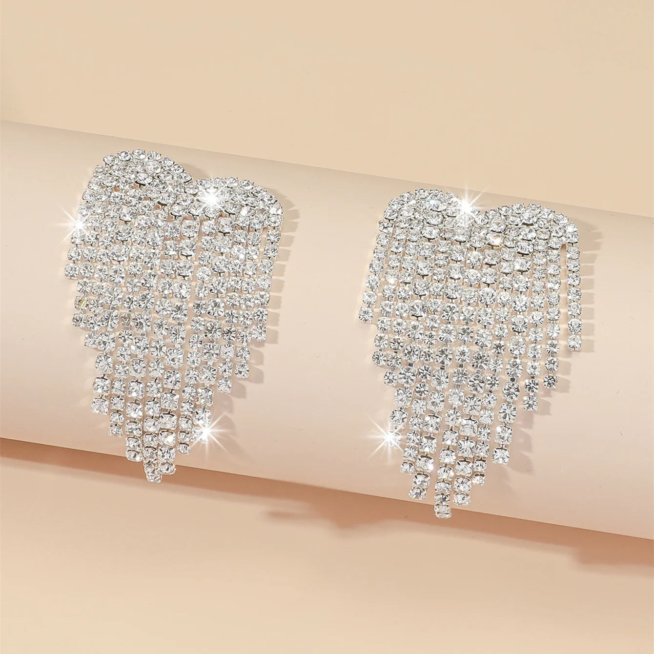 Shiny Multicolored Crystal Long Drop Earrings For Women Brides Classic Geometry Square Dangle Earring Wedding Party Jewelry Gift